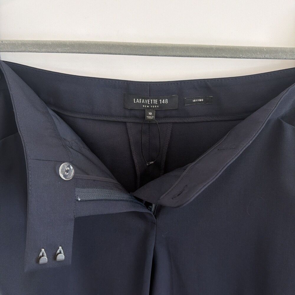 Lafayette 148 Womens 10 Irving Wool Pants Navy Stretch Ankle Dress Career $448 - Picture 4 of 15
